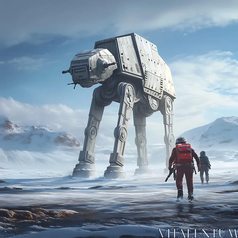 AI ART Imperial Walker in a Frozen Wasteland