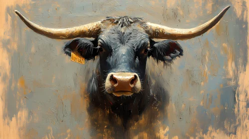 Painted Portrait of a Powerful Bull