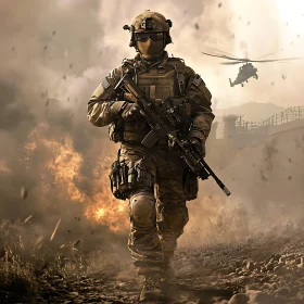 Military Man on Battlefield