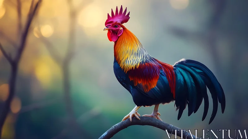 Colorful Rooster Portrait AI Image