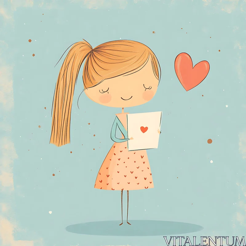 Cute Girl Holding Love Letter AI Image