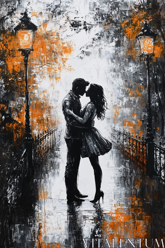 AI ART Passionate Lovers in Cityscape Artwork