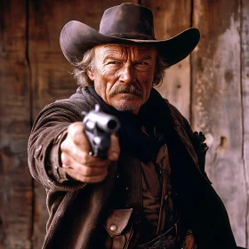Western Cowboy Portrait with Firearm