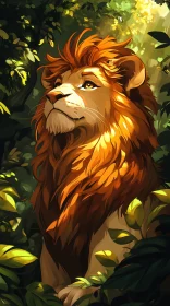 Regal Lion in Forest Glow