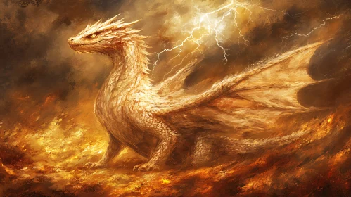 Dragon Amidst Lightning and Fire