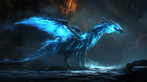 Luminous Blue Dragon Fantasy Art