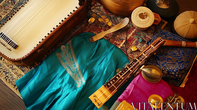 AI ART Musical Instruments and Fabric Still Life