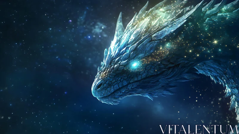 AI ART Fantasy Dragon Head with Stardust