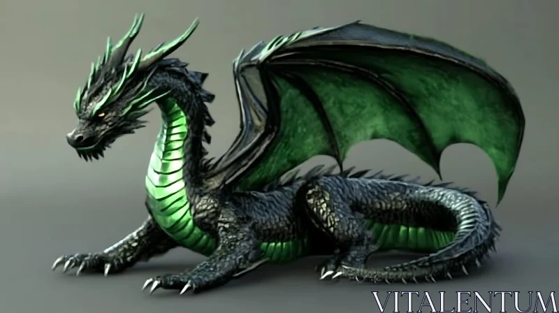 Resting Green Scaled Dragon Artwork AI Image