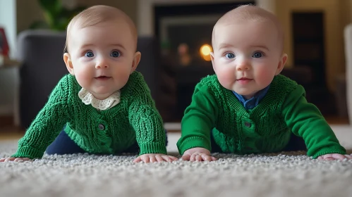 Matching Twins Crawling Together