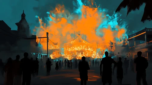 City Ablaze Painting