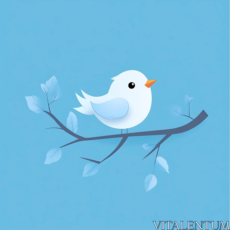 Cute Bird on a Branch AI Image