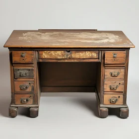 Antique Wooden Desk with Distressed Finish