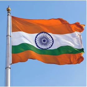 Tricolor Flag of India in the Wind