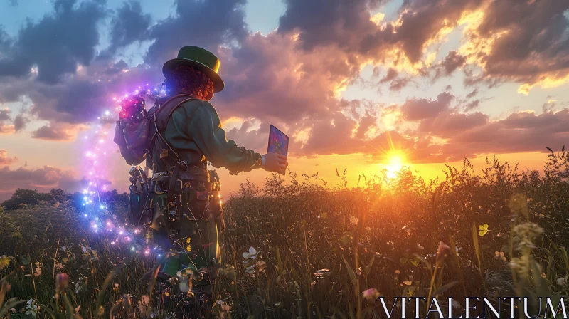 AI ART Sunset Magic in the Meadow