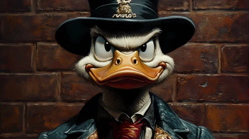 Detective Duck Against Brick Wall