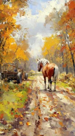 Majestic Horse in Autumn Forest