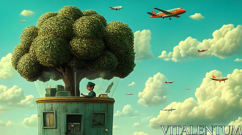 Whimsical Flight: A Surreal Skyward Journey AI Image