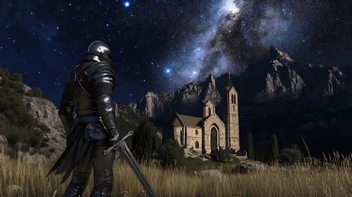 Armored Knight Under a Starry Sky