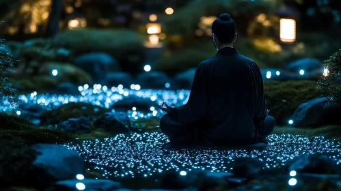 Peaceful Meditation in Glowing Garden