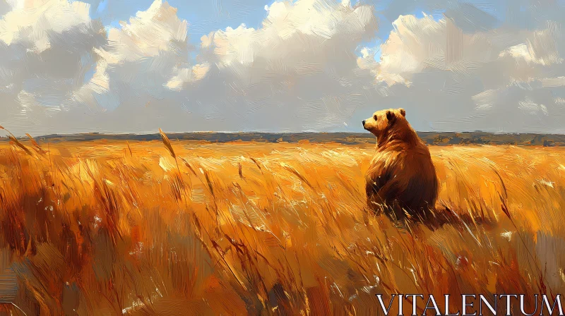 Solitary Bear Under the Open Sky AI Image