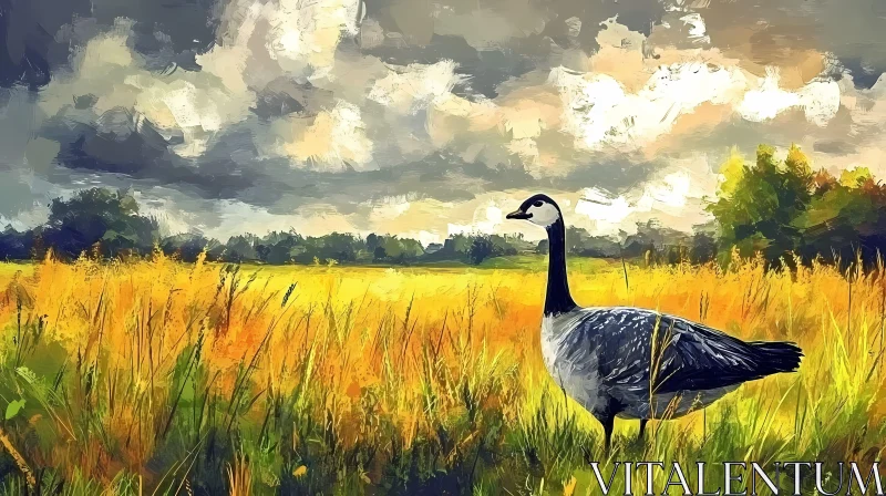 Goose in a Natural Landscape AI Image