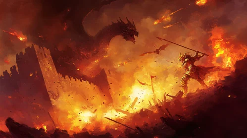 Fiery Showdown: Warrior Versus Dragon