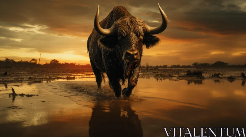 Bull at Dawn: A Celebration of Wildlife and Rural Life AI Image