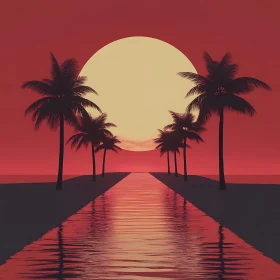 Sunset Reflection on Tropical Beach