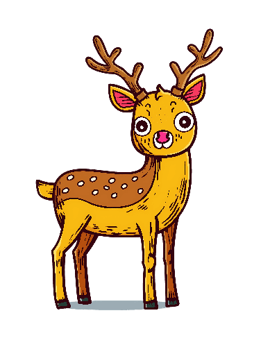 Charming Cartoon Deer on Transparent Background