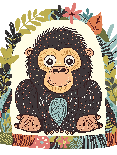 Cheerful Gorilla Cartoon Illustration for Kids' Apparel