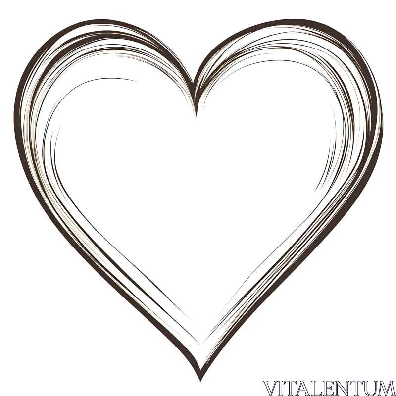 Stylized Heart Outline on White AI Image