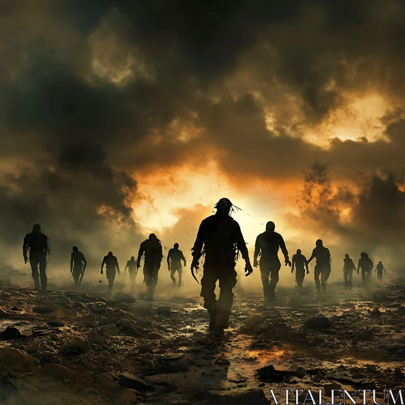 Undead Apocalypse: A Zombie Procession AI Image