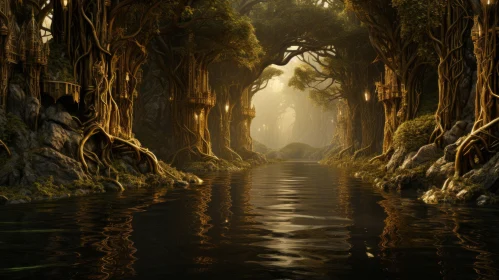 Enchanting Forest by the River - Fantasy Landscape Art