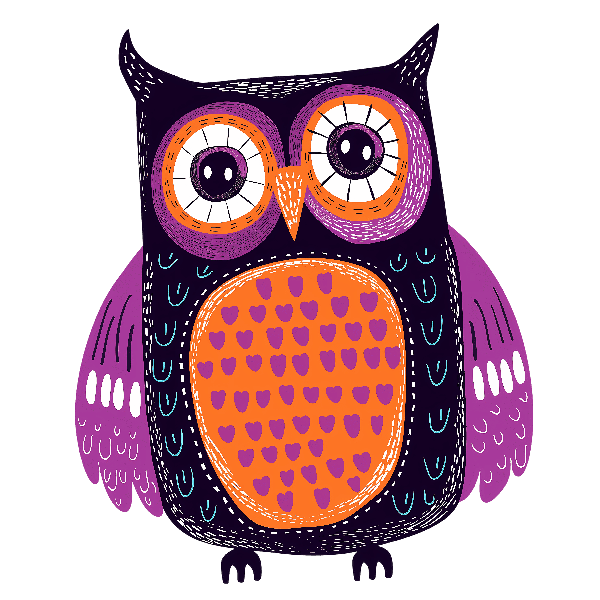 Whimsical Owl Illustration for Apparel POD Design