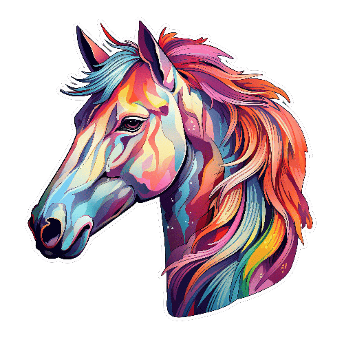 Multi-Colored Horse Head Art for T-Shirt Printing POD Design