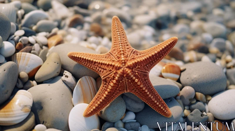 Realistic Terracotta Starfish on Rocky Beach Rendered in Unreal Engine 5 AI Image