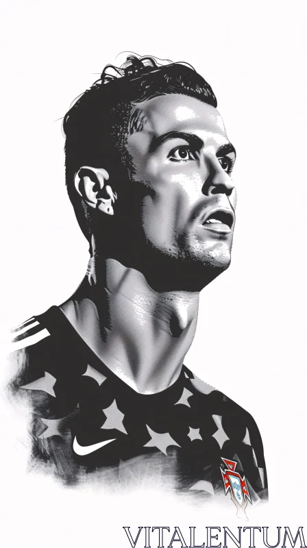 Illustration of Cristiano Ronaldo in Monochrome AI Image