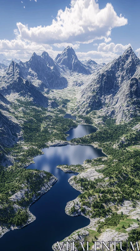 Scenic Mountain and Lake Panorama AI Image