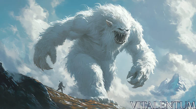 AI ART Giant Yeti Confrontation in the Mountains