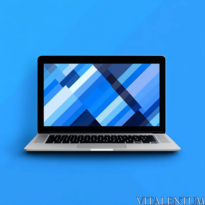 Stylish Laptop Featuring Blue Geometric Art on Screen AI Image