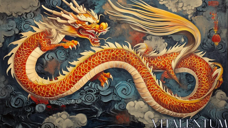 AI ART Majestic Dragon Coiling in the Clouds