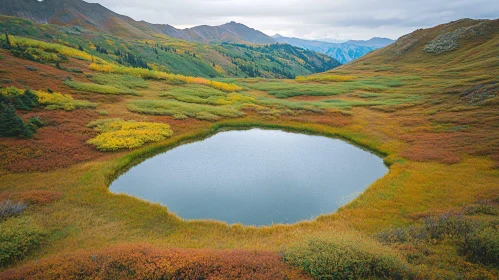 Autumn-Hued Landscape Featuring Mountain Lake