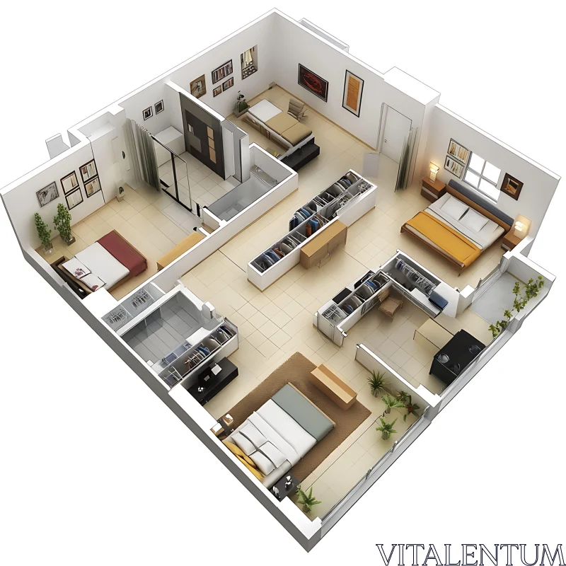 Apartment Floor Plan 3D Rendering AI Image