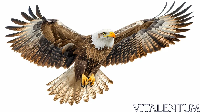 Bald Eagle Soaring with Wings Spread AI Image