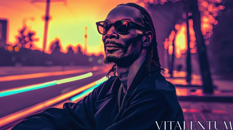 AI ART Snoop Dogg in Urban Sunset Glow