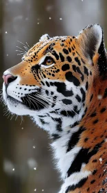 Snow-Covered Jaguar Portrait