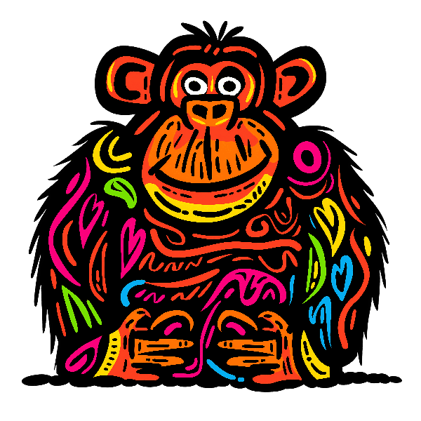 Vibrant Monkey Tee Art POD Design