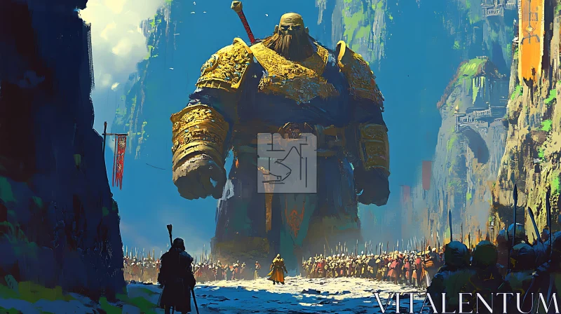 AI ART Colossal Giant Confronts Army