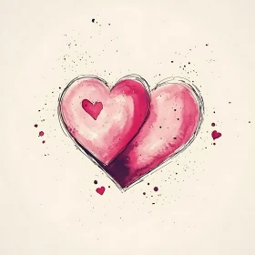 Pink Watercolor Hearts Art